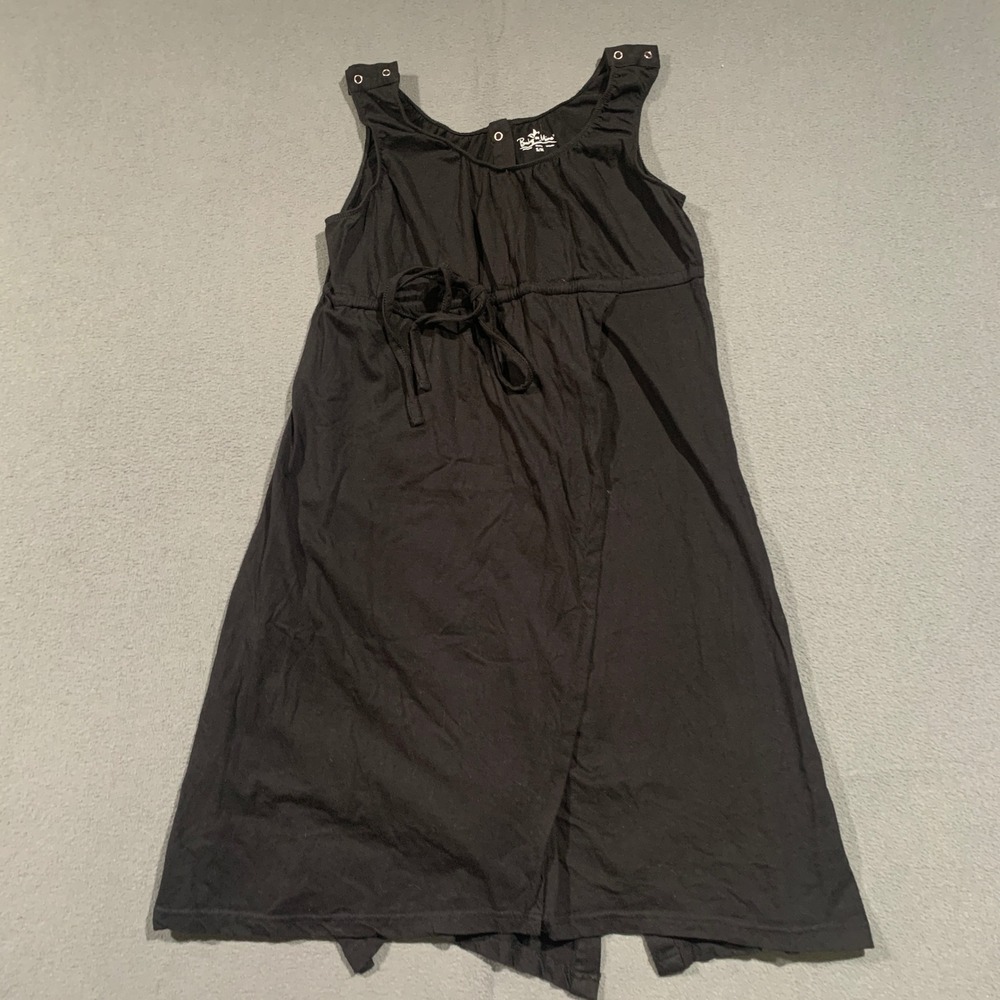 Baby Be Mine Maternity Nursing Gown Black Cotton Sleeveless S/M Snap Back Tie